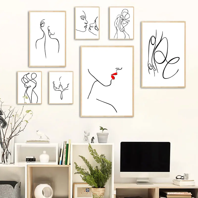 

Abstract Black White Line Canvas Art Painting Nordic Wall Decorative Posters for Living Room Bedroom Home Decor Lovers Pictures