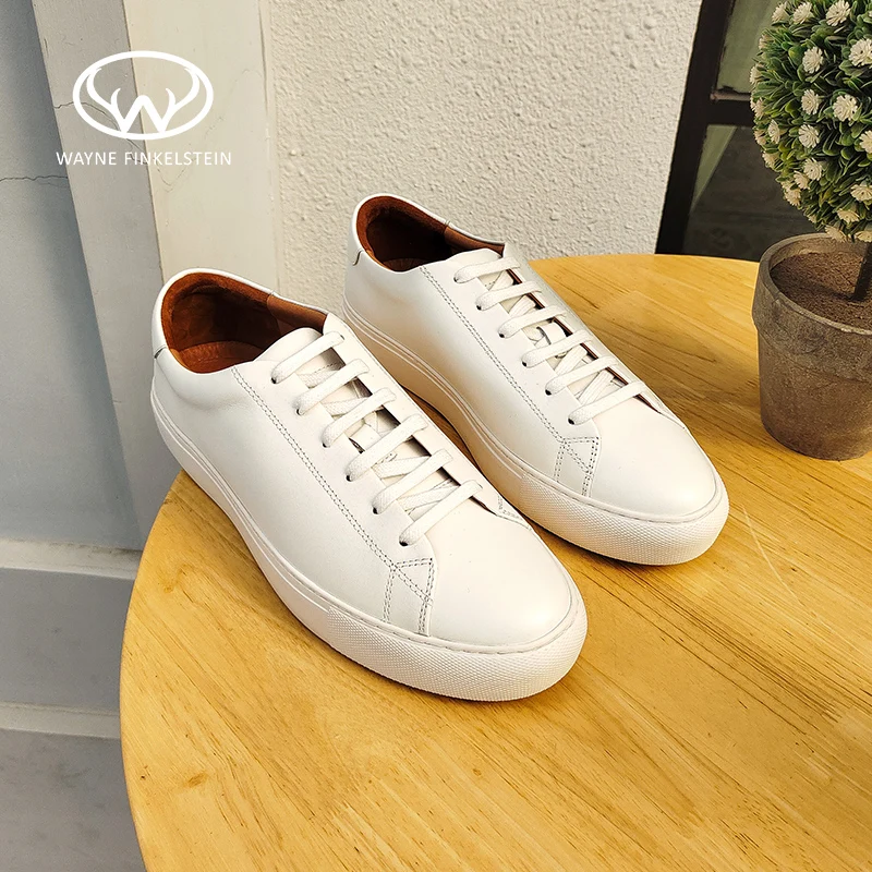 Wayne Deerskin 2022 Spring Autumn Genuine Leather Breathable Flat Bottom Lace Up Sports Casual Man Shoes Sneakers