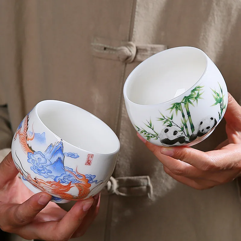 Фото Panda Fat Jade Master Cup Китайский стиль Чайная чашка Легкая роскошная ретро большая дегустационная чашка Домашний бизнес-подарок Чайная чашка №2