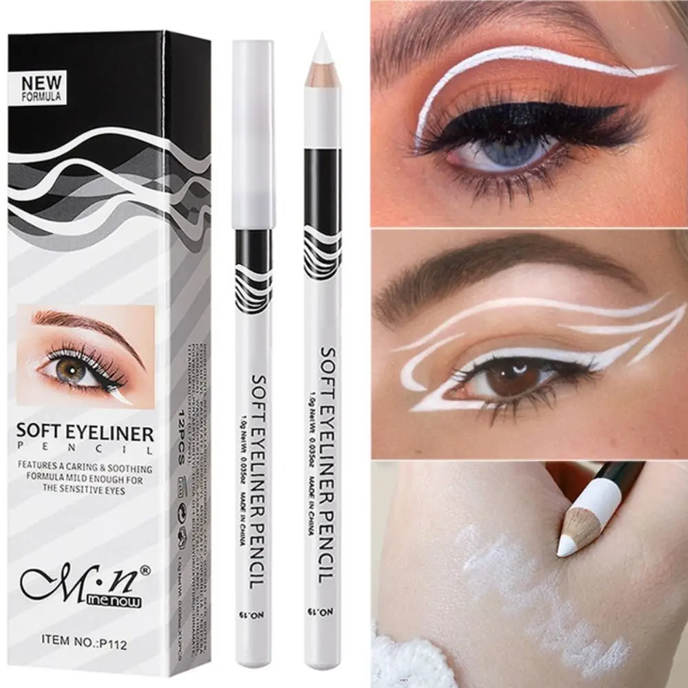 

2pcs White Eyeliner Pencil Quick Dry Smooth Matte Waterproof Eyeliner Pen Lasting Brighten Lying Silkworm Eyes Makeup Tools