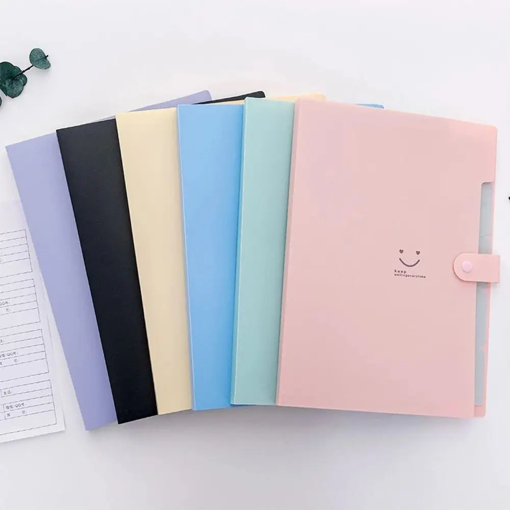 

Smile Folder Candy Color 5-layer A4 Folder File Bag Organ Bag Test Paper Storage Bag Document Bag Office Supplies File Organiz