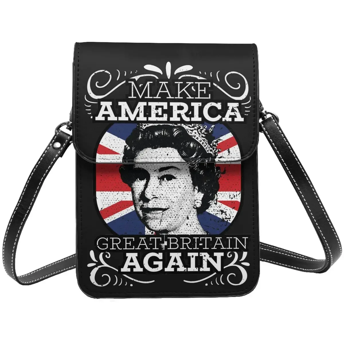 

Make America Great Britain Again Shoulder Bag Queen Elizabeth Student Fashion Mobile Phone Bag Vintage Leather Business Bags