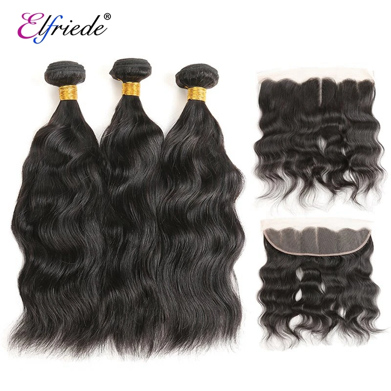 Elfriede естественная волна искусственная кожа с фронтальной бразильской Реми 100%