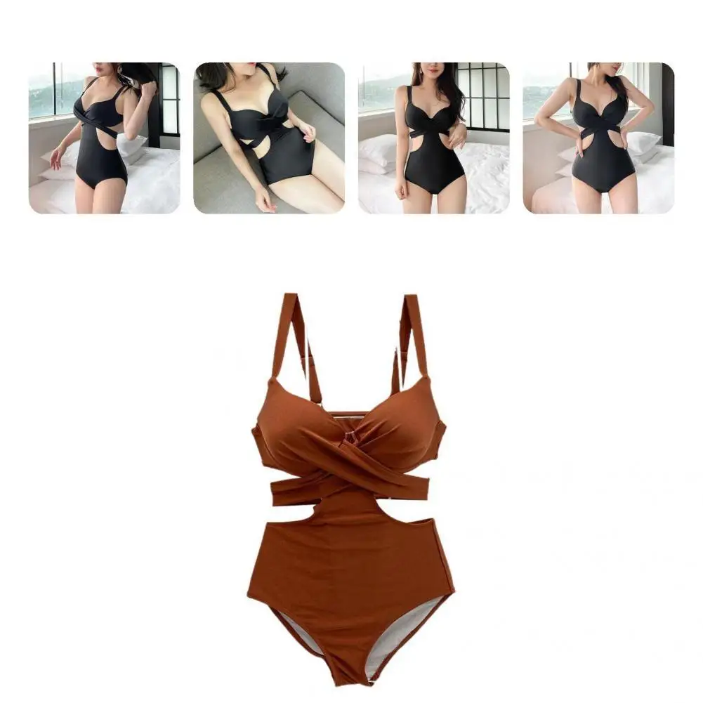 

Summer Stylish Slim Cut Out Bodycon Swimsuit Female Bathing Suit Padded for Swimming