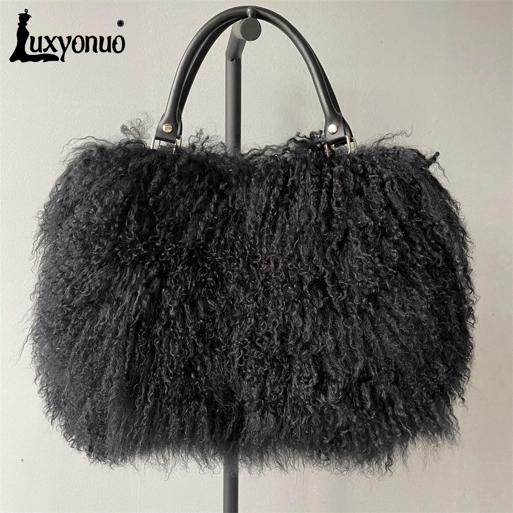 Роскошная монгольская меховая сумка Luxyonuo для женщин Осень-зима женская модная