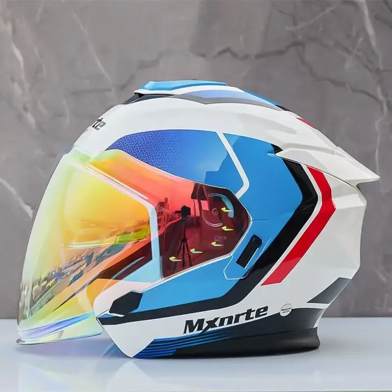 Мотоциклетный шлем Mxnrte с двойными линзами милый открытым лицом мультяшный для