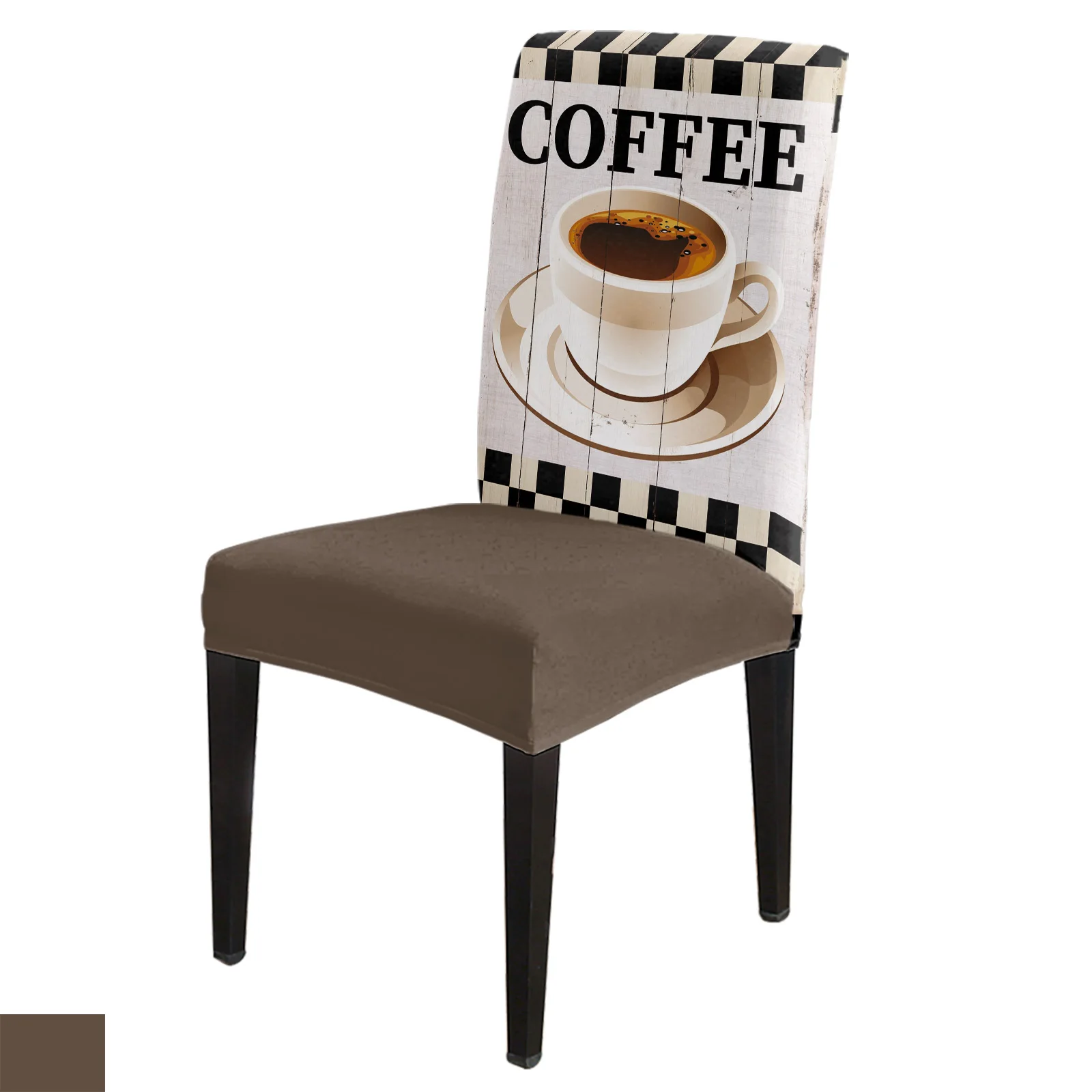 

Кофейный Ретро Чехол для обеденного стула в клетку с текстурой древесины 4/6/8 шт. эластичный чехол из спандекса для кресла чехол для свадьбы ...