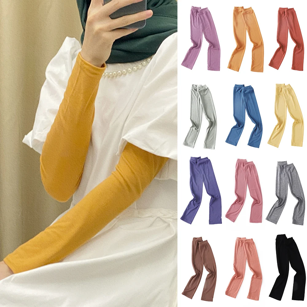

Women Arm Cover Solid Color Oversleeves Muslim Hijab Sleeve Stretchy Arm Warmers Modal Islam Arm Warmers 2023 New High Quaillty