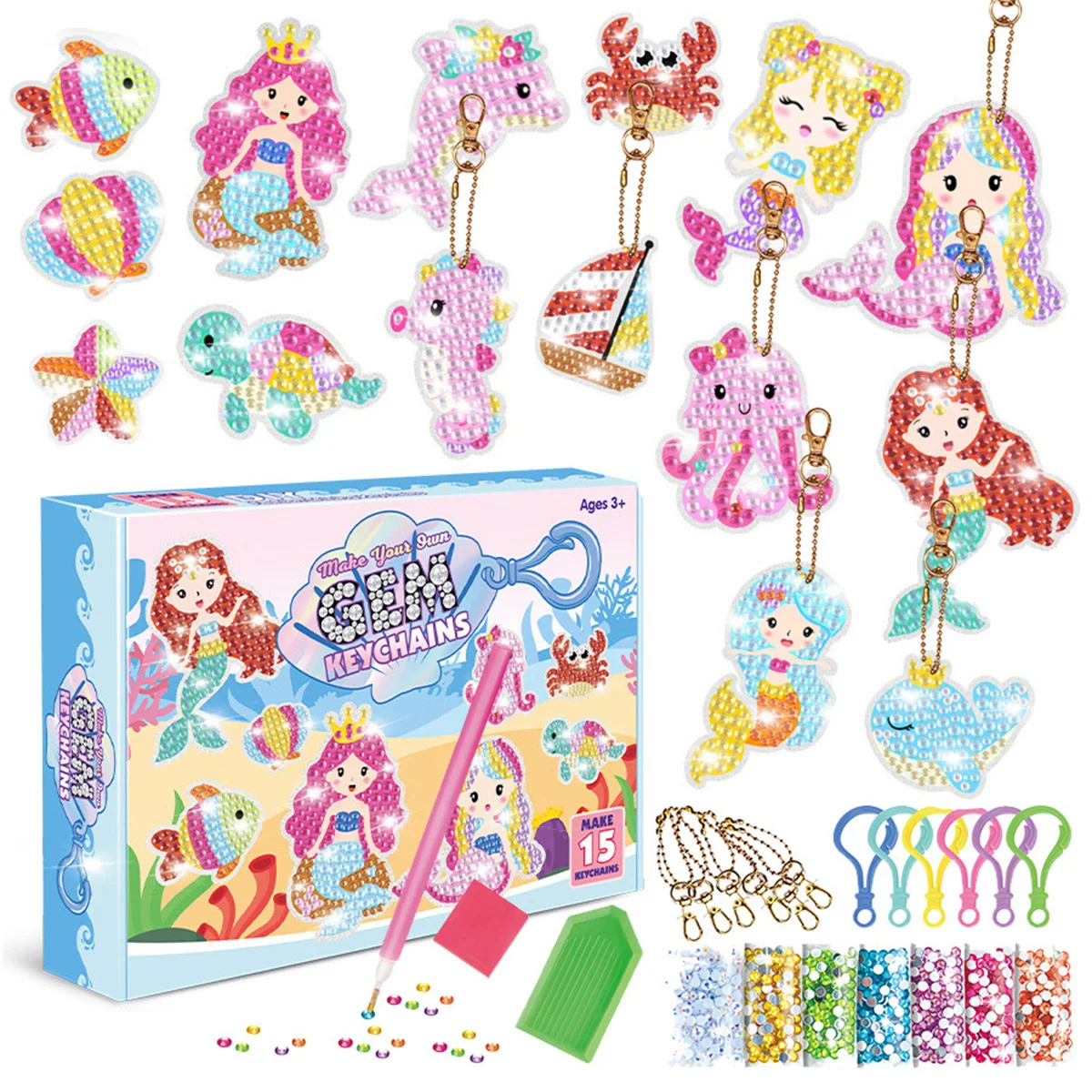 

15pcs DIY Diamond Painting Stickers Kits Hand-on Ability Training Cute Animals Stickers Kits for Decoration DIY Shimmering