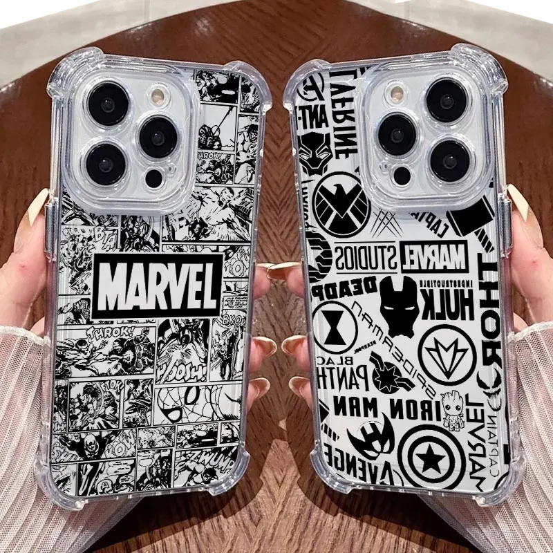Фото Прозрачный чехол Marvel Super Hero Cool Comics для iPhone 17, 16, 15, 14, 13, 12, 11 Pro Max, 16e, 17e, Air, 13, 15 Plus, XS, XR, X, 7, 8 №2