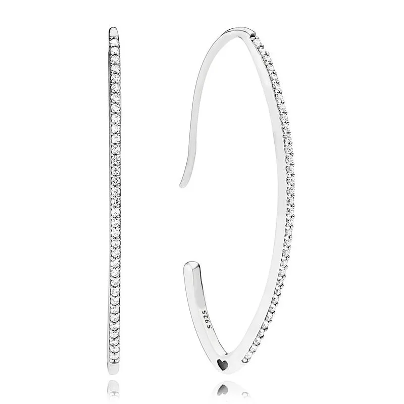

Original Sparkling Oval Sparkle With Crystal Hoop Earrings For Women 925 Sterling Silver Wedding Gift Fashion Jewelry