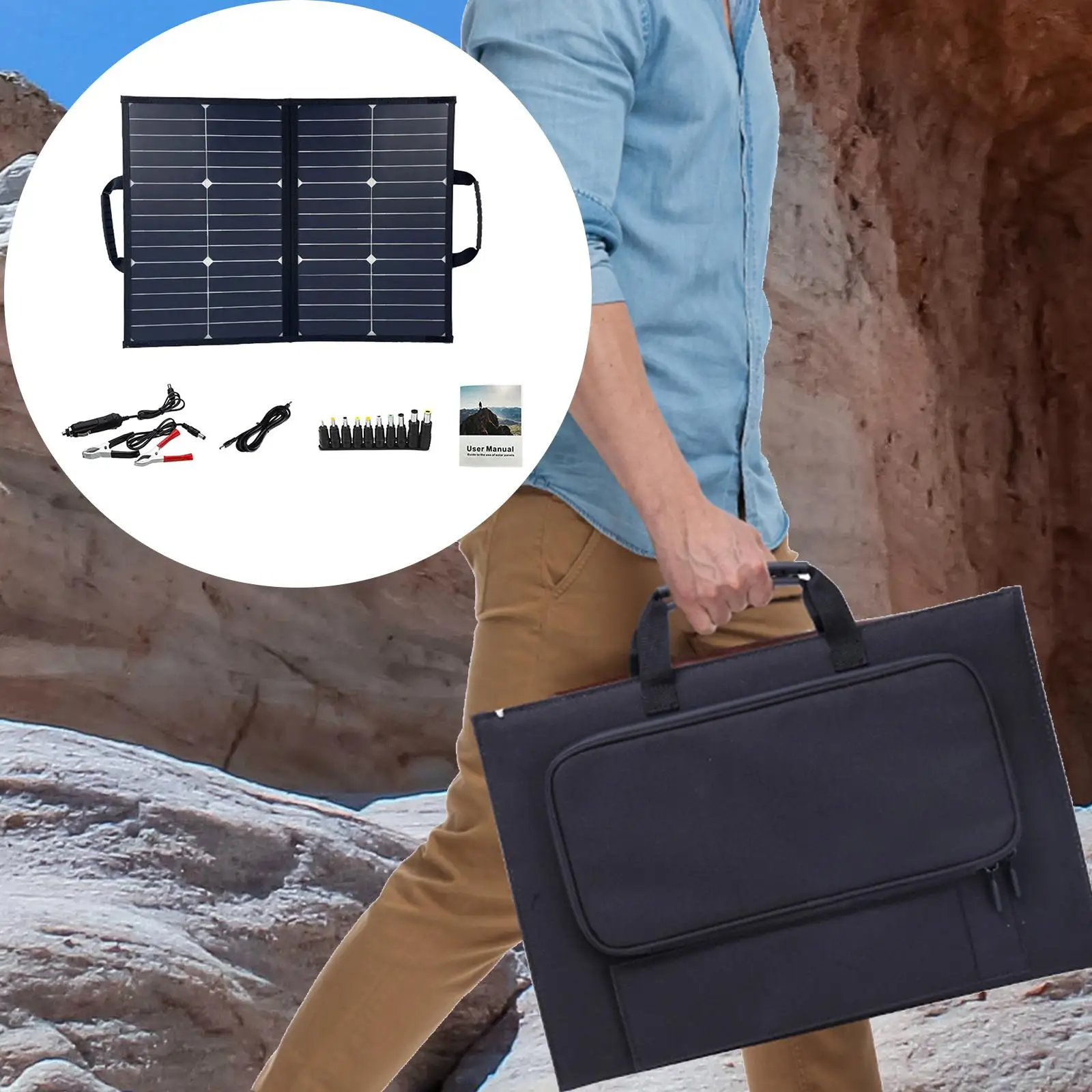 

42W Solar Panel Kit Foldable Black for Outdoor Essential Fishing Backpacking