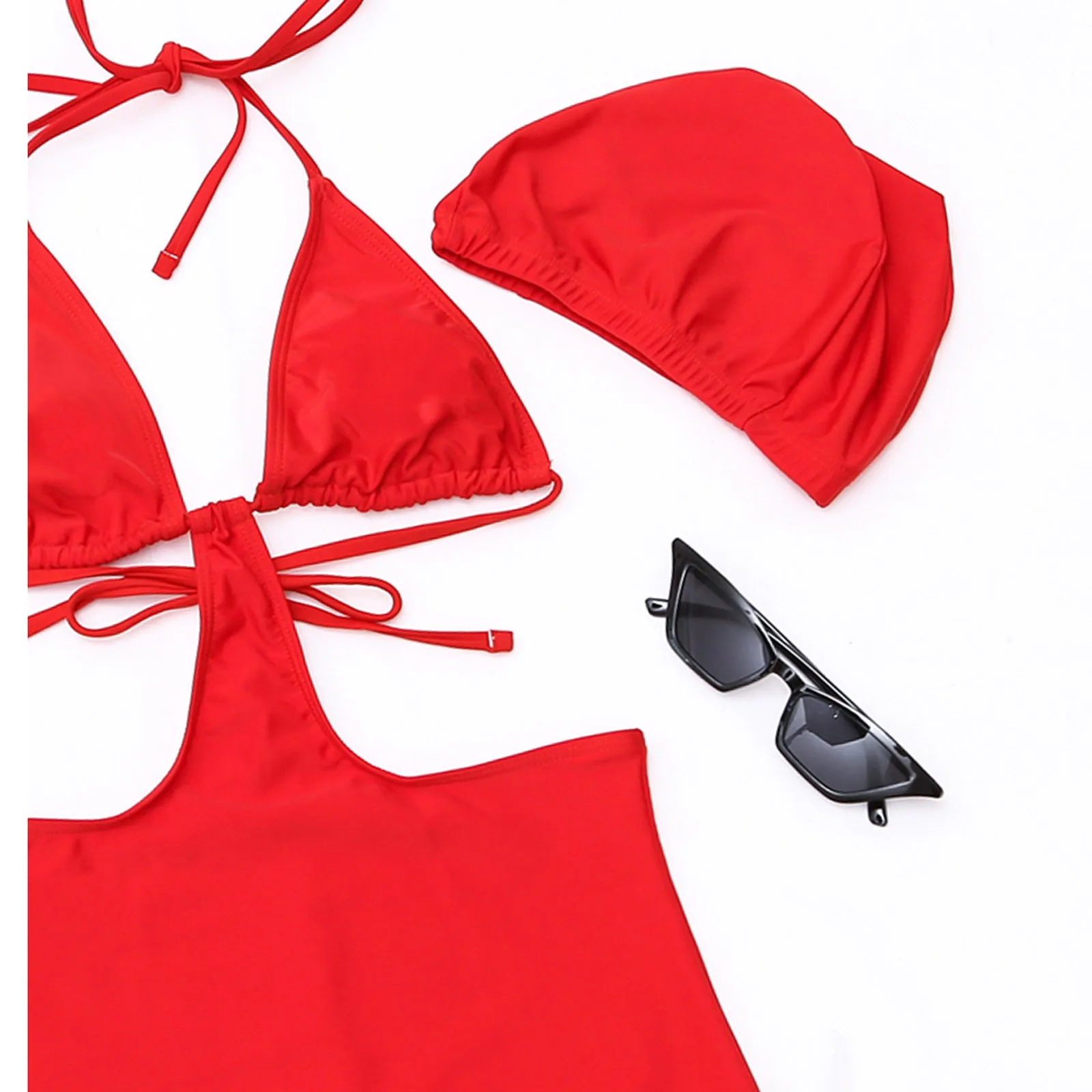 Женский раздельный Купальник бикини однотонный с эффектом пуш-ап сиамское 2022 |