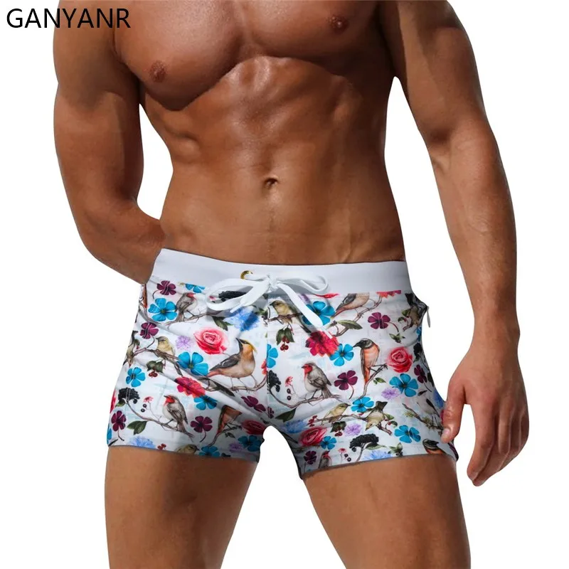 

GANYANR Swimming Trunks Swimwear Men Swim beach Shorts Swimsuit Sunga Gay Sexy Briefs surf wear bathing suit quick dry boxers