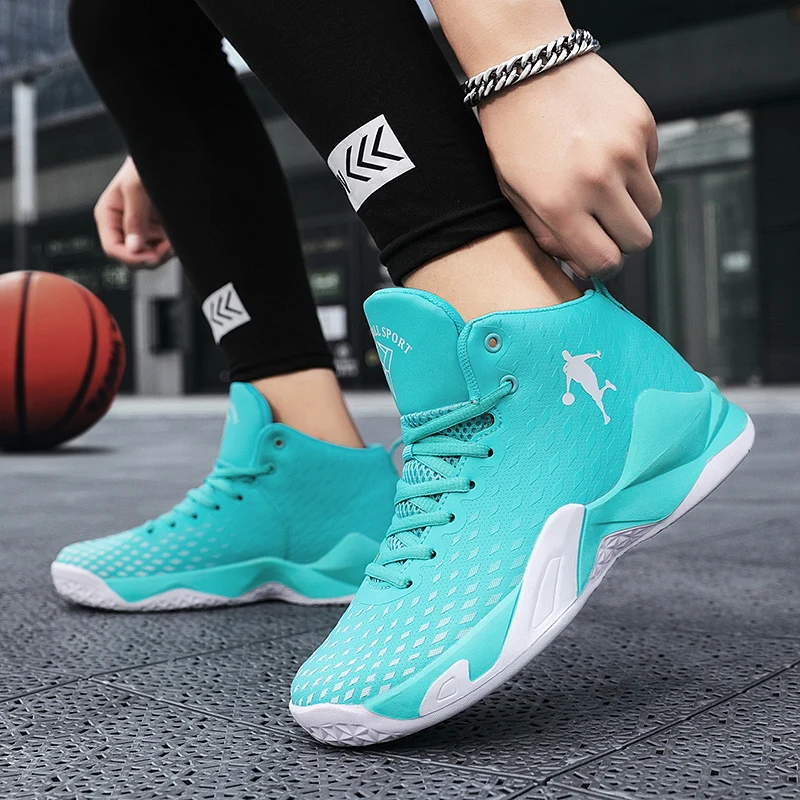 High-top Mesh Yellow Unisex Basketball Shoes Outdoor Anti-slip Men Sports Shoes Anti-shock Breathable Women Basketball Sneakers