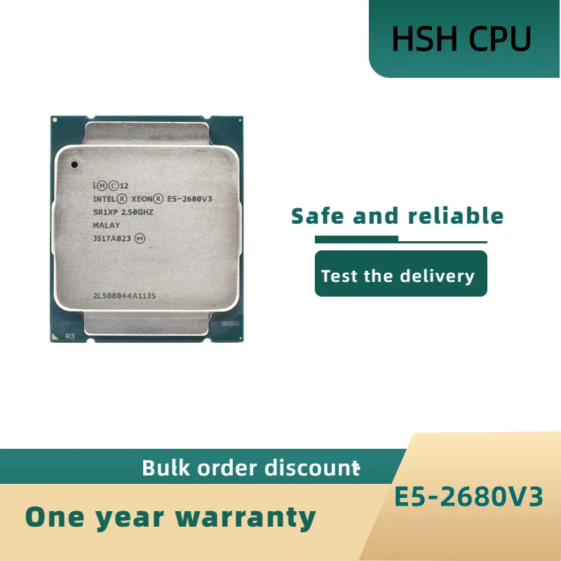 

Процессор Intel Xeon E5 2680 V3 SR1XP, б/у процессор, 2,5 ГГц, 12 ядер, 30 Мб, разъем LGA 2011-3, E5 2680V3