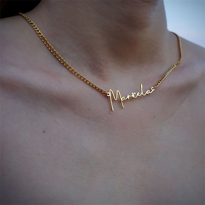 Индивидуальное ожерелье с именем для женщин колье из нержавеющей стали надписью