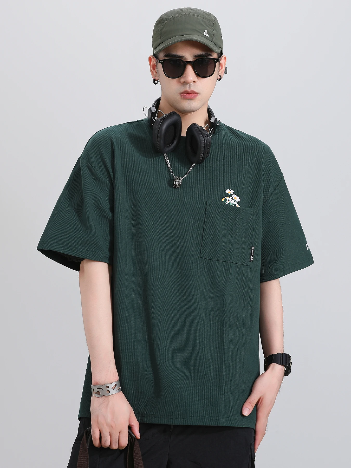 Футболка мужская с коротким рукавом тонкая Свободная рубашка из вискозы