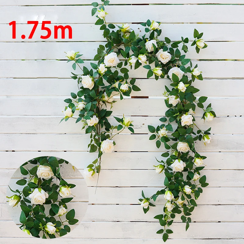 Искусственные цветы, розы, лоза дюйма, шелковые украшения для свадьбы, вечеринки, сада, гостиной, крытого балкона, кондиционерная трубка