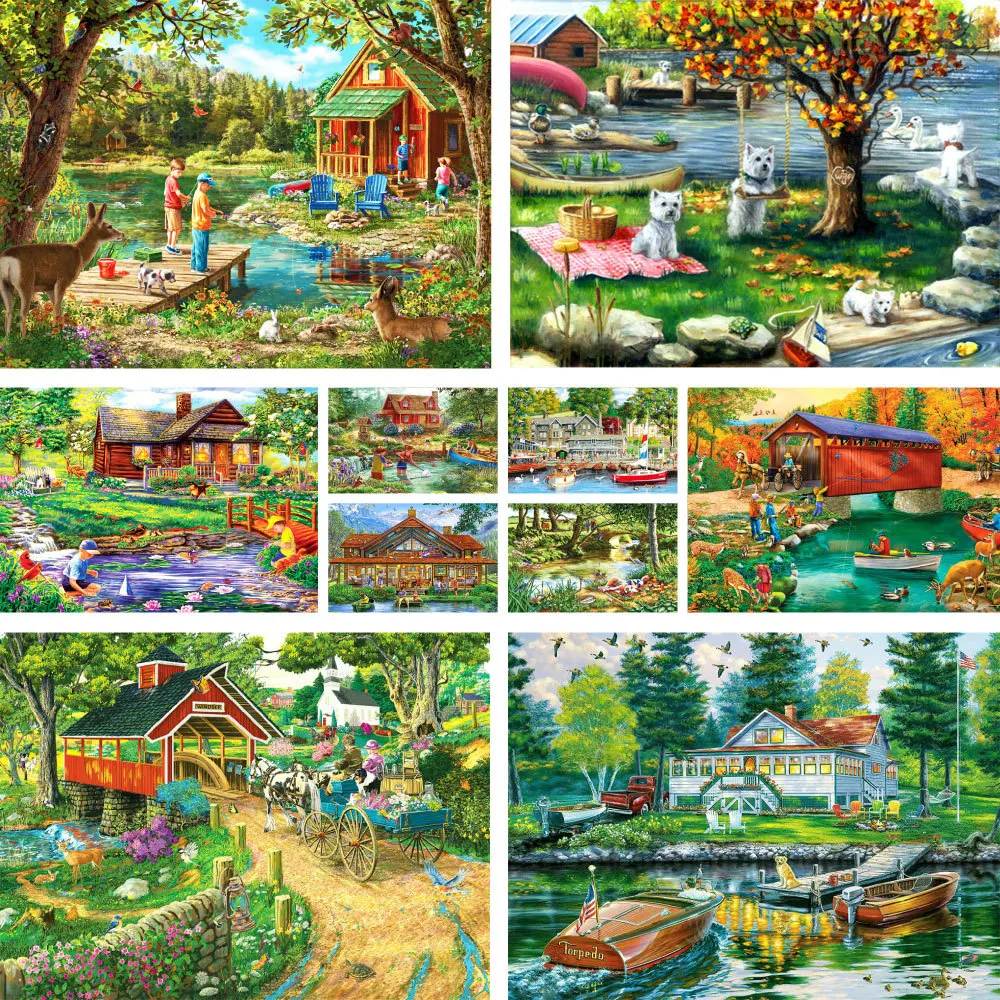 

Landscape Cartoon House Painting By Numbers Complete Kit Oil Paints 50*70 Canvas Painting Wall Paintings For Adults For Drawing
