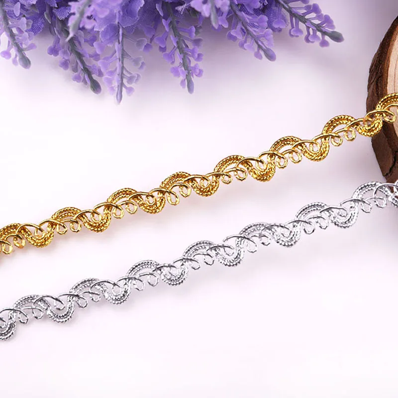 

1/2/5/6 Yards Exquisite Gold Line Knitted Lace DIY Sewing Accessories Eco-Friendly Lace Decorate Supplies Clothing Accessories