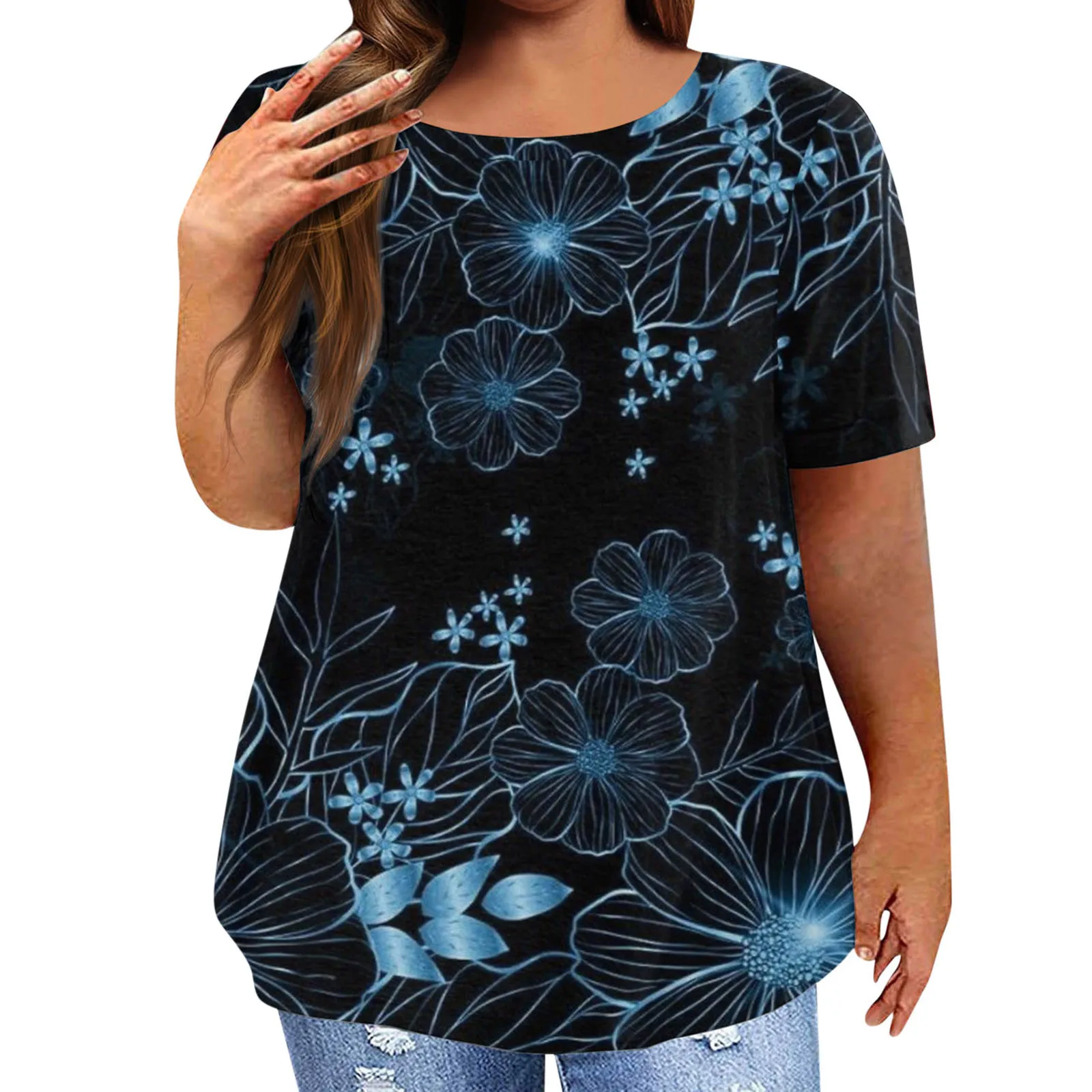 

Womens Duds Tops Womens Tops Short Sleeve Shirts O Neck Tunic Print Summer Dress Shirts for Women