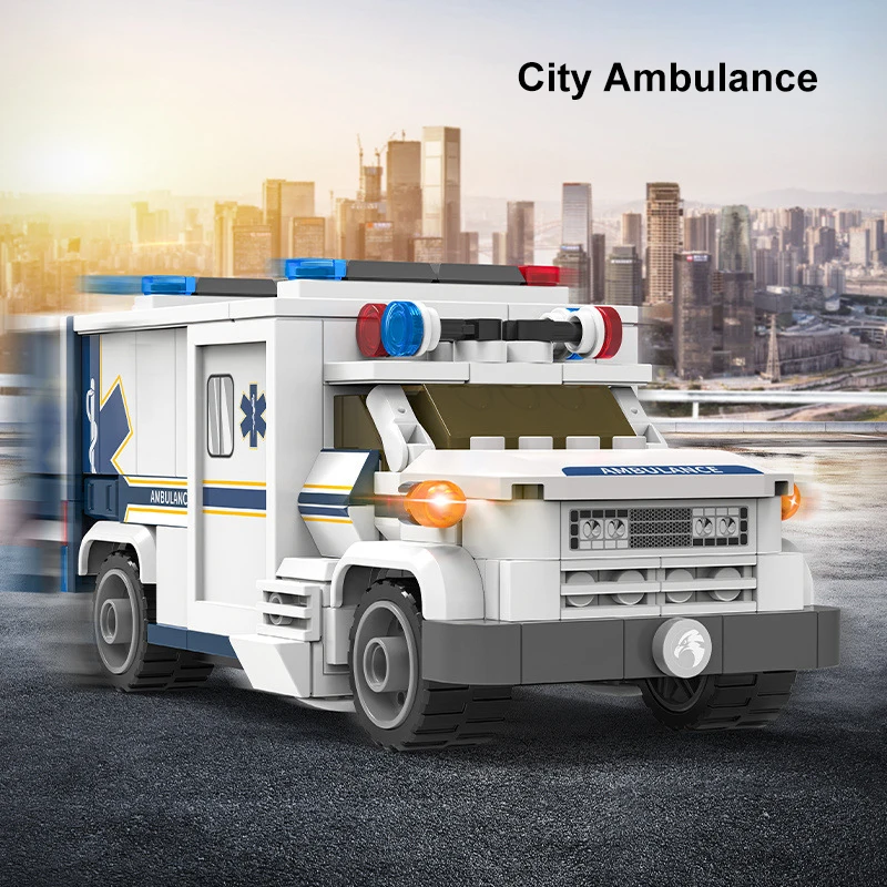 

MOC City Police Rescue Car Ambulance Animal Transport Truck Block Set DIY Vehicle Building Bricks Toy For Children Gift