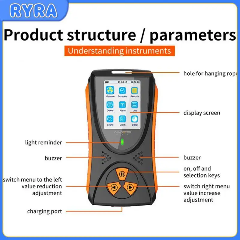 

High Sensitivity Radiation Detector Geiger Counter Mini Color Display Screen Universal Nuclear Radiation Detector Creative