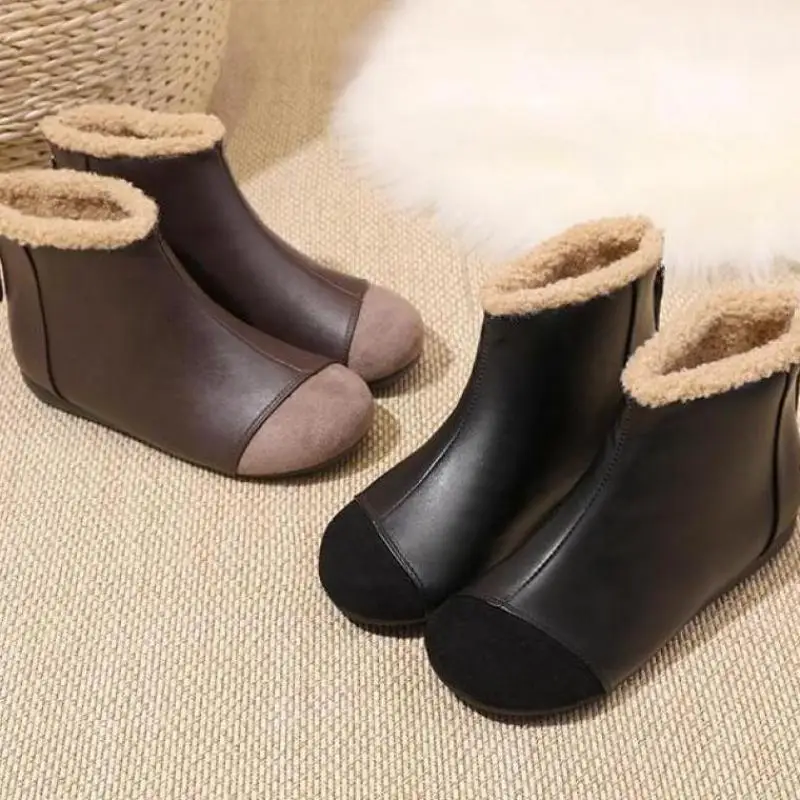 

Women With Velvet Warm Ankle Boots New Winter Versatile Flat Bottom Korean Version Fried Street Small Ankle Boots Soft Sole