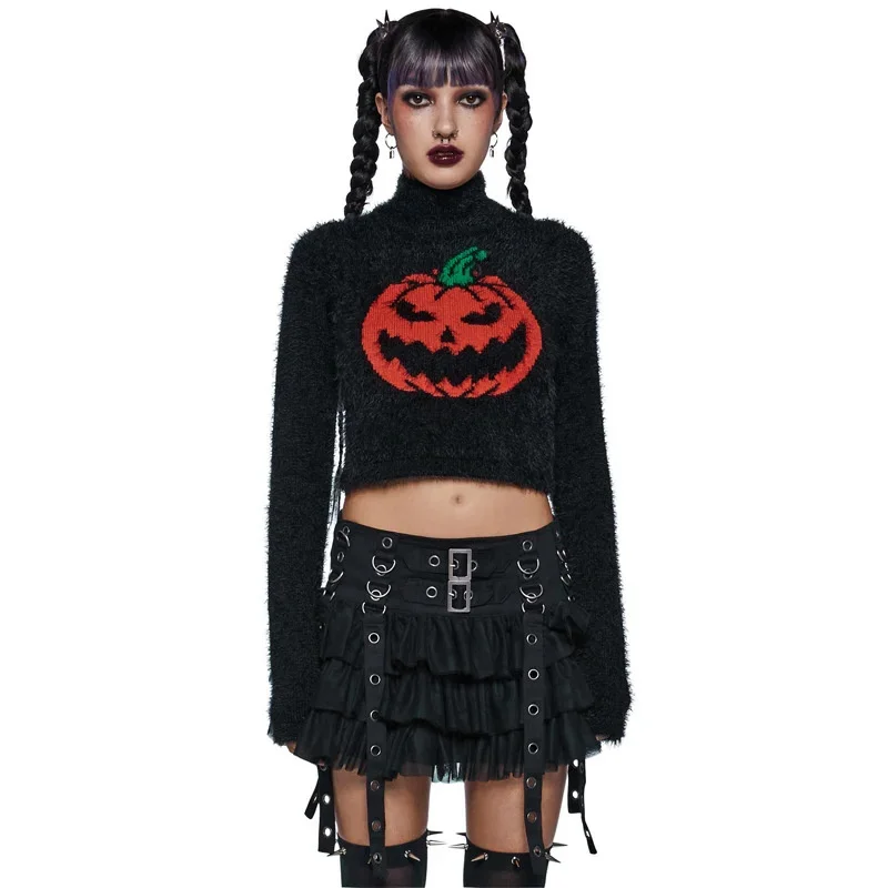 

Sweater for Women 2023 Knitwears Halloween Sweater Cardigans Para Mujer Cropped Sweaters Autumn Clothes Women Harajuku 2023