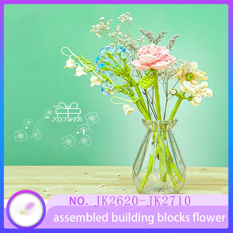 

Креативный цветочный букет бонсай, строительный блок, 3d модель, игрушка, Городской офис, украшение, украшение, кирпичи в сборе для мальчиков,...