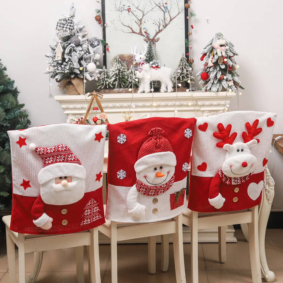 

Christmas Chair Cover Cartoon Santa Claus Snowman Noel Elk Chair Case 2024 Xmas Navidad Merry Christmas Decor For Home 54x50cm