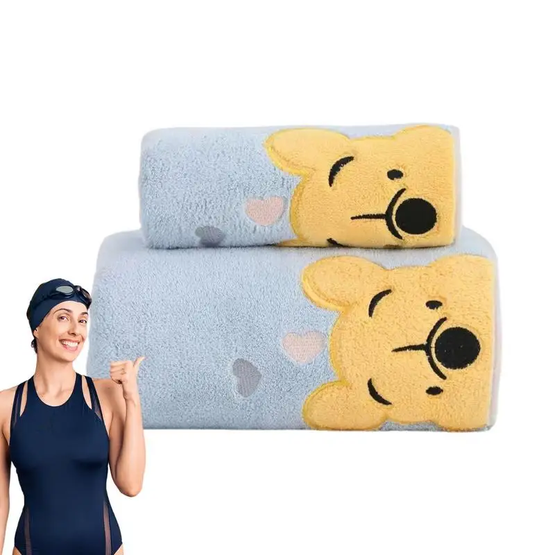 

Bath Towel Set Cartoon Washcloths Sets For Daily Use Soft Quick Drying Bathroom Towels Coral Fleece Shower Towels Set 1 Hand