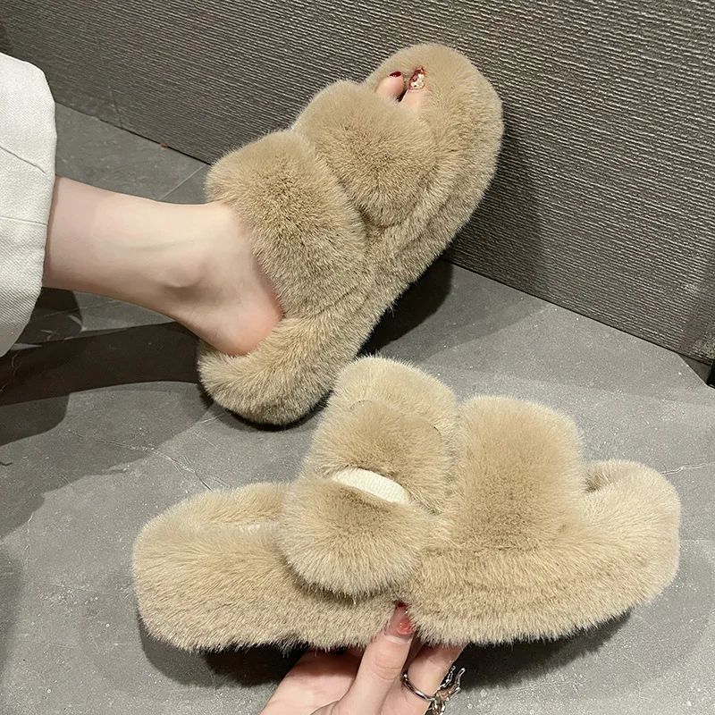 

Fur Heels Women Comfy Platform Sandal Shoes Large Size Med Anti-Skid Clogs Fashion Big Medium Outside 2022 Girls Slides Slipper