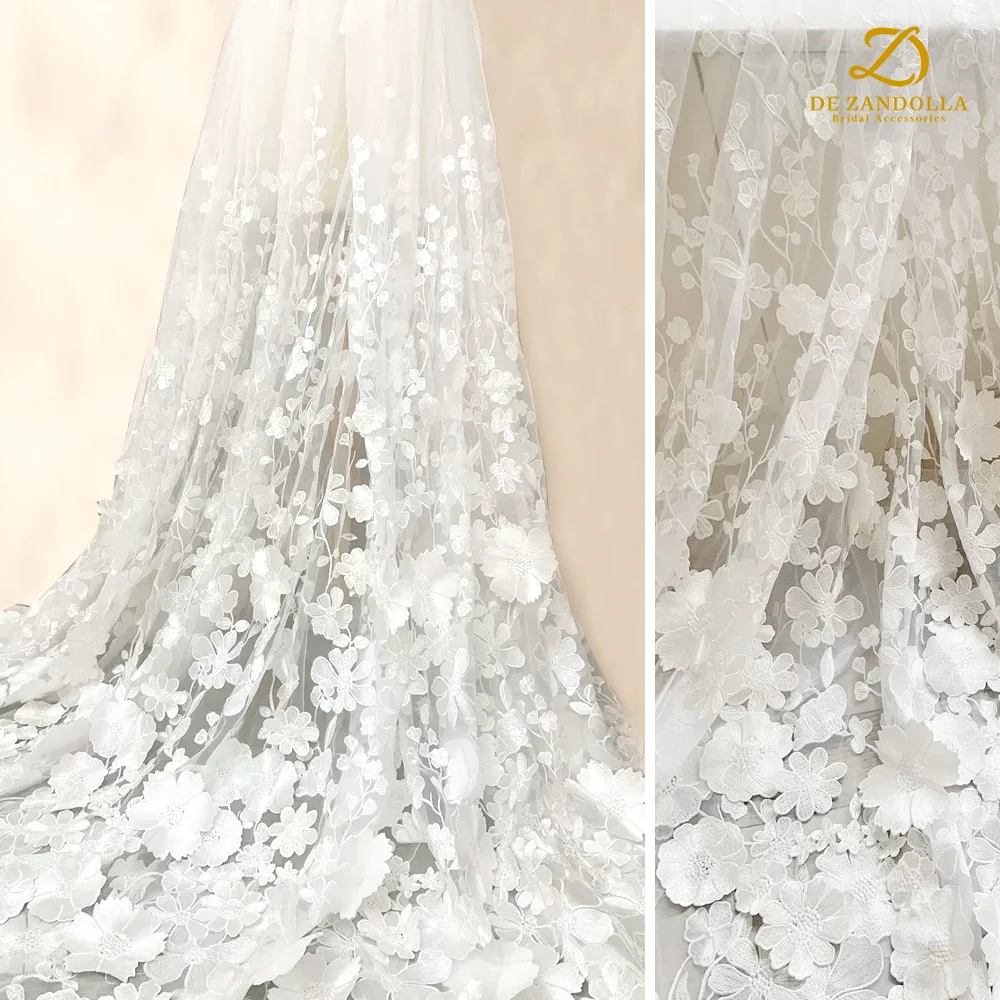 Белое бежевое Тюлевое Модное 3D цветочное кружево сетчатая Цветочная вышивка