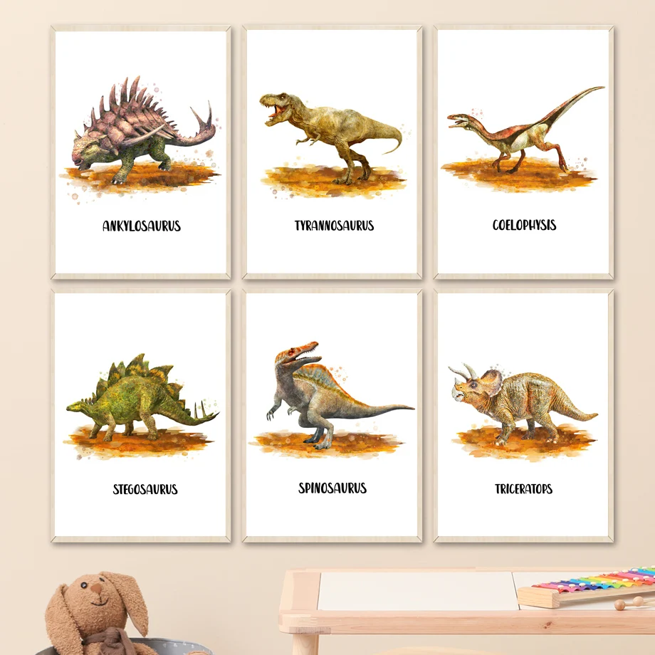

Dinosaur Jurassic Prehistoric Animal Wall Art Canvas Painting Nordic Posters And Prints Wall Pictures Kids Room Nursery Decor
