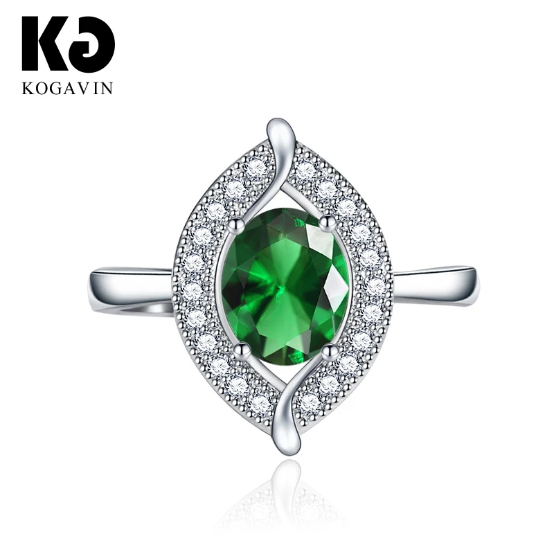 

KOGAVIN Rings For Women Blue Pink Party Gift Wedding anillos mujer Ring anillos Red 3A Cubic Zirconia Engagement Fashion Rings