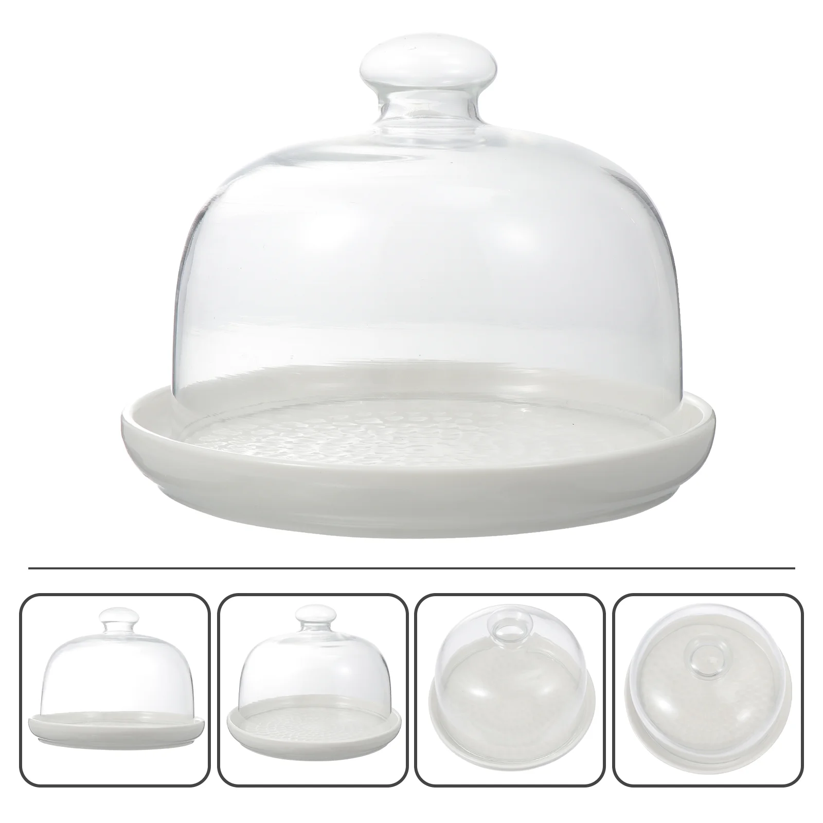 

Cake Dome Stand Plate Cover Lid Tray Dessert Display Ceramic Serving Holder Cloche Platter Cupcake Server Round Covered Carrier