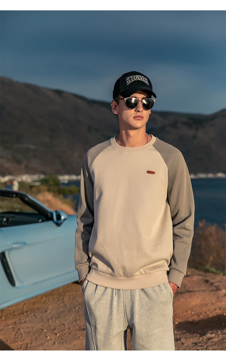 

6276 Boys 2022 autumn new youth color matching casual color contrast round neck Sweatshirts