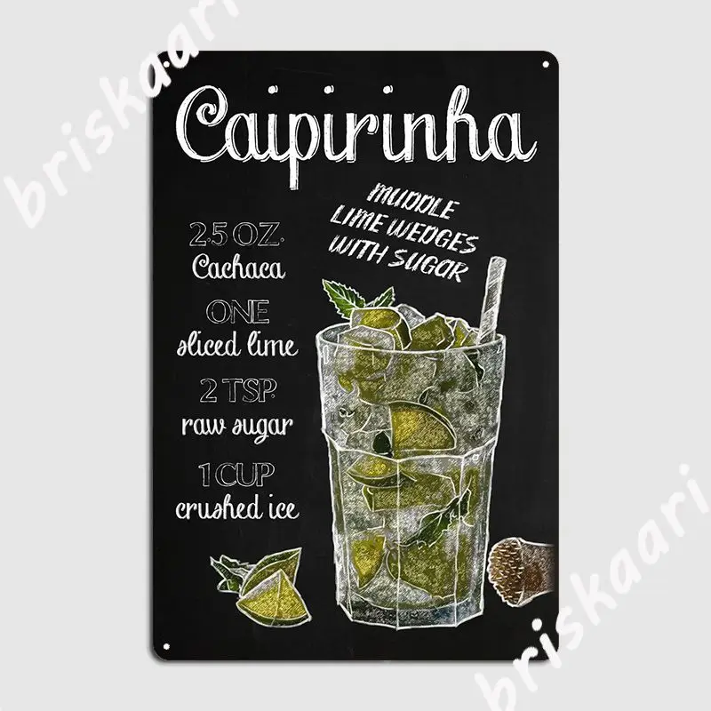 

Металлический знак коктейль кайпиринья рецепт, Постер клуба, бара, стена, паб, персонализированный жестяной знак, постер
