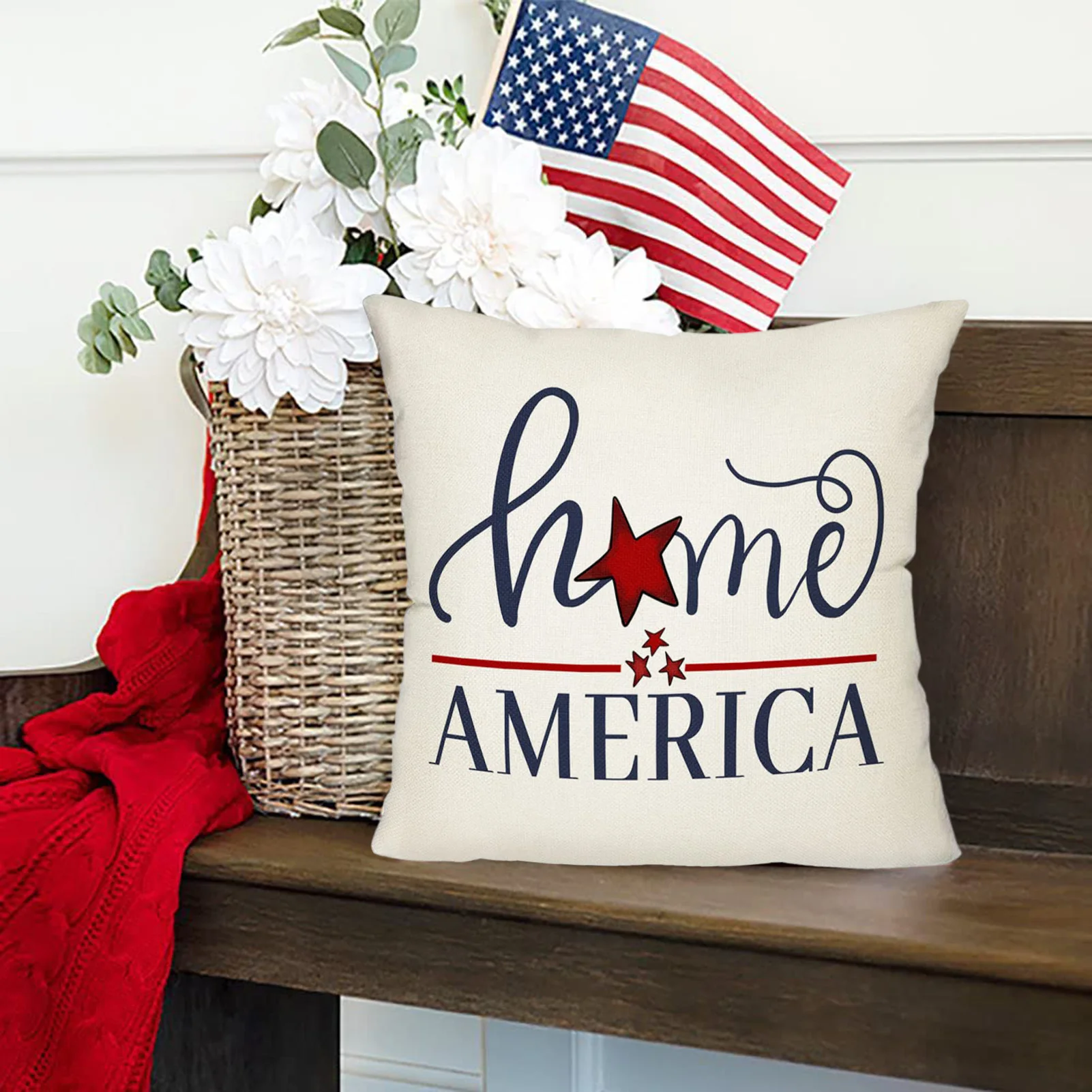 

18in Independence Day Pillow Cover July 4th Throw Pillow Case Patriotic Pillowslip 4th Of July Decorative Pillowcase Throw