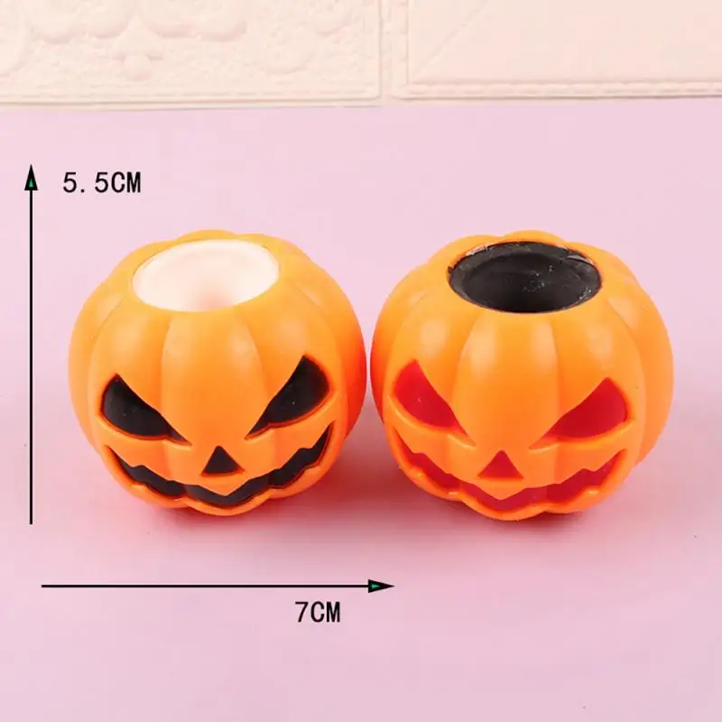 

Bouncy Toys 7x5.5cm Funny Creative Novelty Pinch The Pumpkin Ghost Halloween Decoration Venting Ball Cute Decompression Toy Tpr