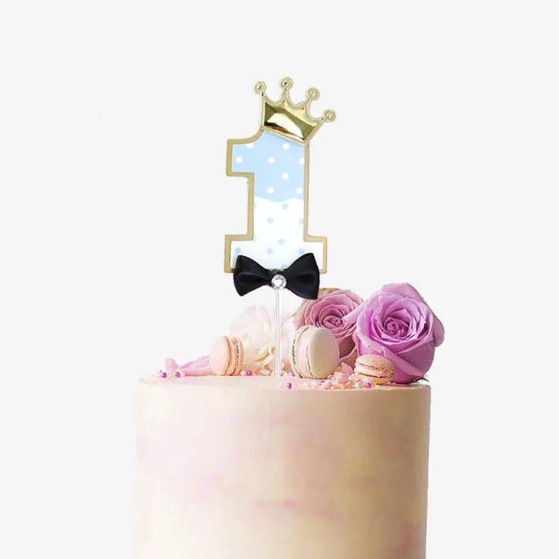 

New Diamond Happy Birthday Cake Paster Pink Blue Baby 100 Days 1 2 3 Birthday Cake Topper Baby Bath Party Cake Baking Decoration