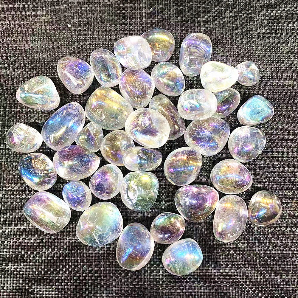 

Natural polished rock crystal gemstones aura clear quartz tumbles crystals healing stones for aquarium Home decoration