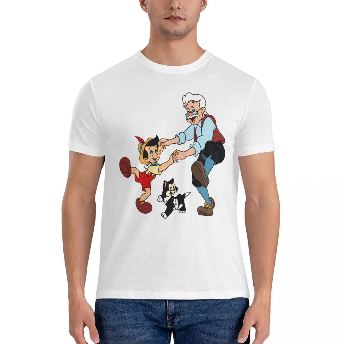 Мужские футболки Geppetto And Figaro забавная футболка с коротким рукавом и круглым