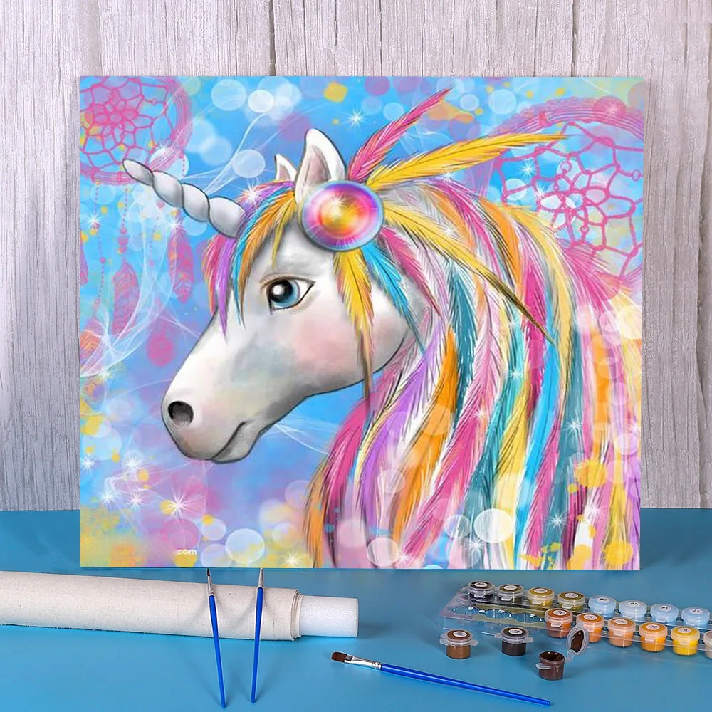 

Animal Unicorn Painting By Numbers Set Oil Paints 50*70 Canvas Pictures Decorative Paintings For Adults Art