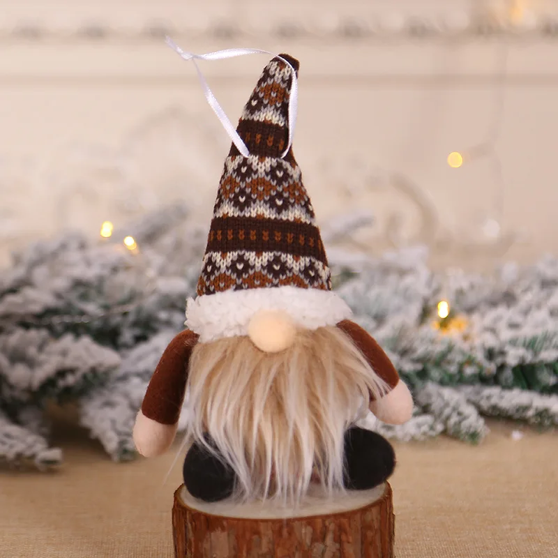Christmas Pendant Knitted Plush Gnome Doll Decoration Tree Wall Hanging Ornament Holiday Home Decor Gift Sitting Toy