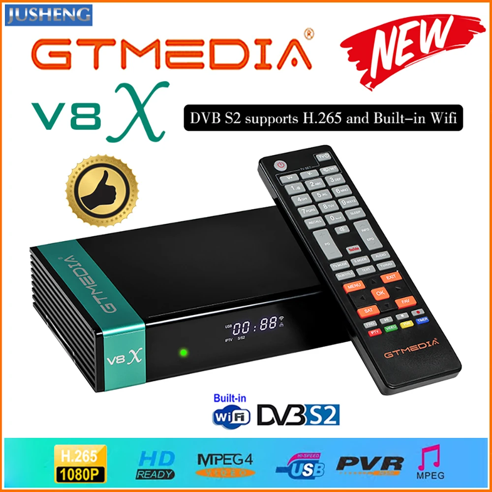 Gtmedia V8X DVB-S2/S2X декодера спутниковый ресивер Full HD 1080P Поддержка H.265 фиксируемая
