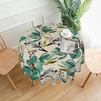 vintage flowers and birds round tablecloth 60 inch table cover for kitchen dining room picnic party banquet table top decor