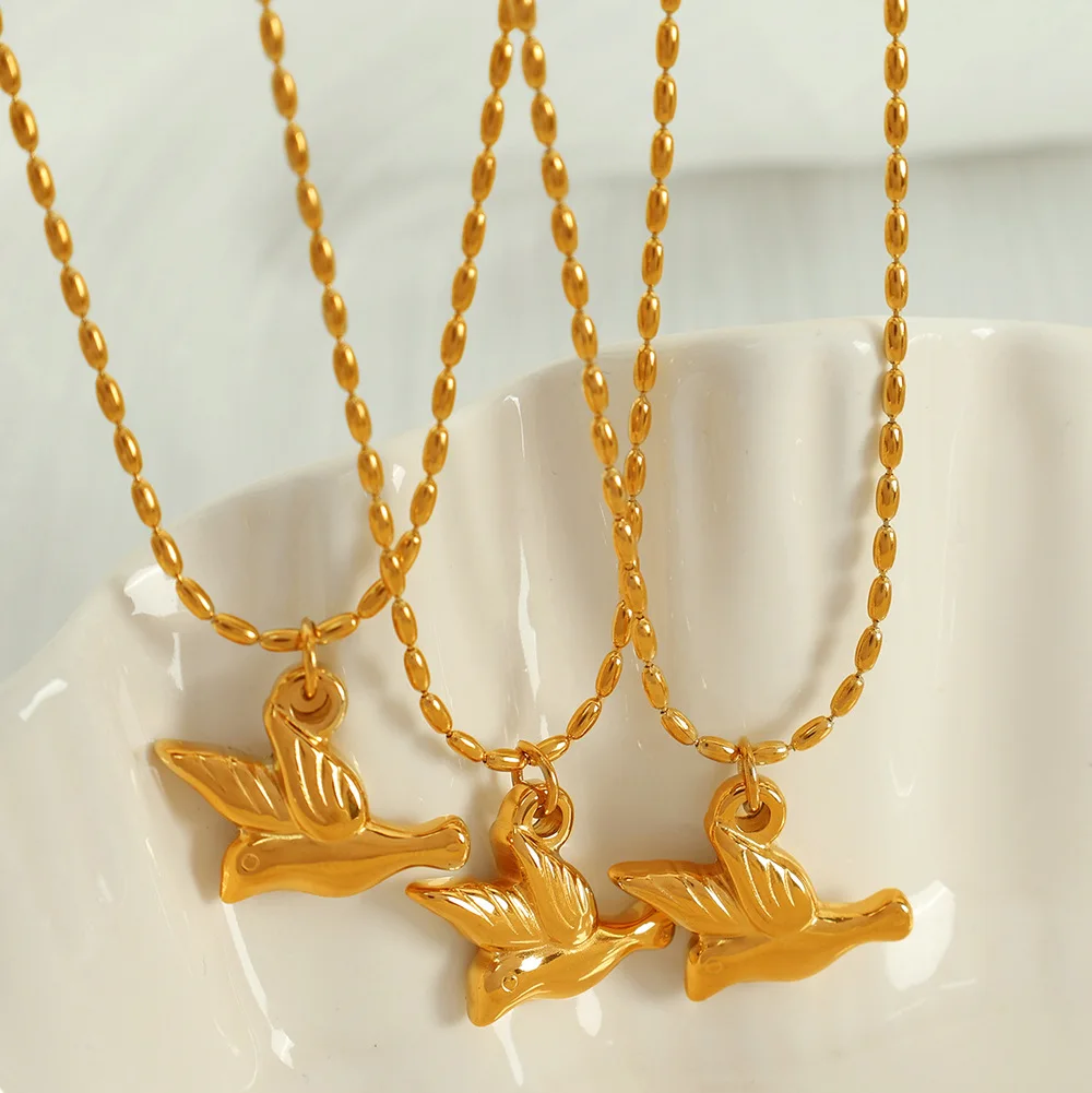 Keen-on 18-каратное золото с покрытием в виде птицы кулон ожерелье серьги-кольца для